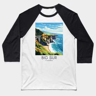 A Pop Art Travel Print of Big Sur - California - US Baseball T-Shirt